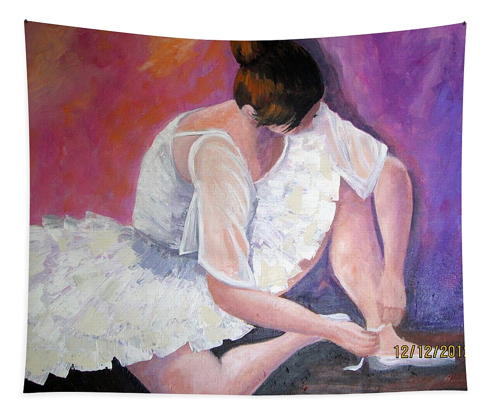 Ballet Tapestry featuring the painting Beautiful Ballerina by Rosie Sherman