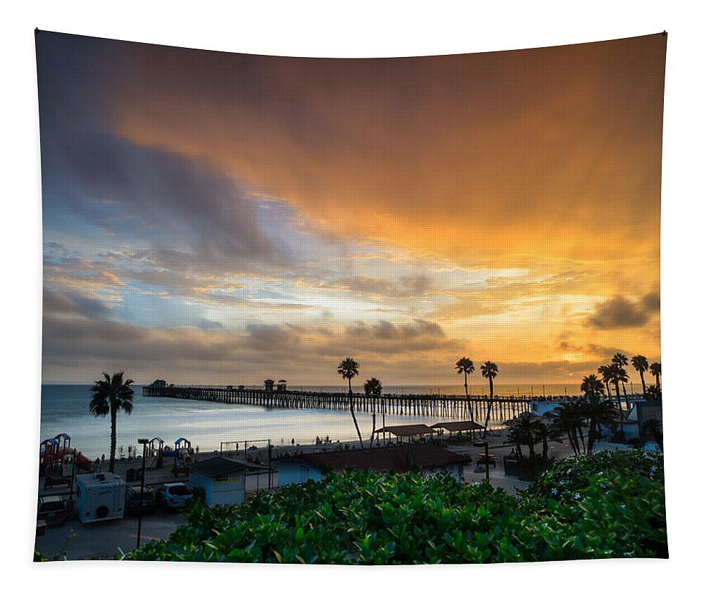 Beach Tapestry featuring the photograph Beautiful Southern California Sunset by Larry Marshall