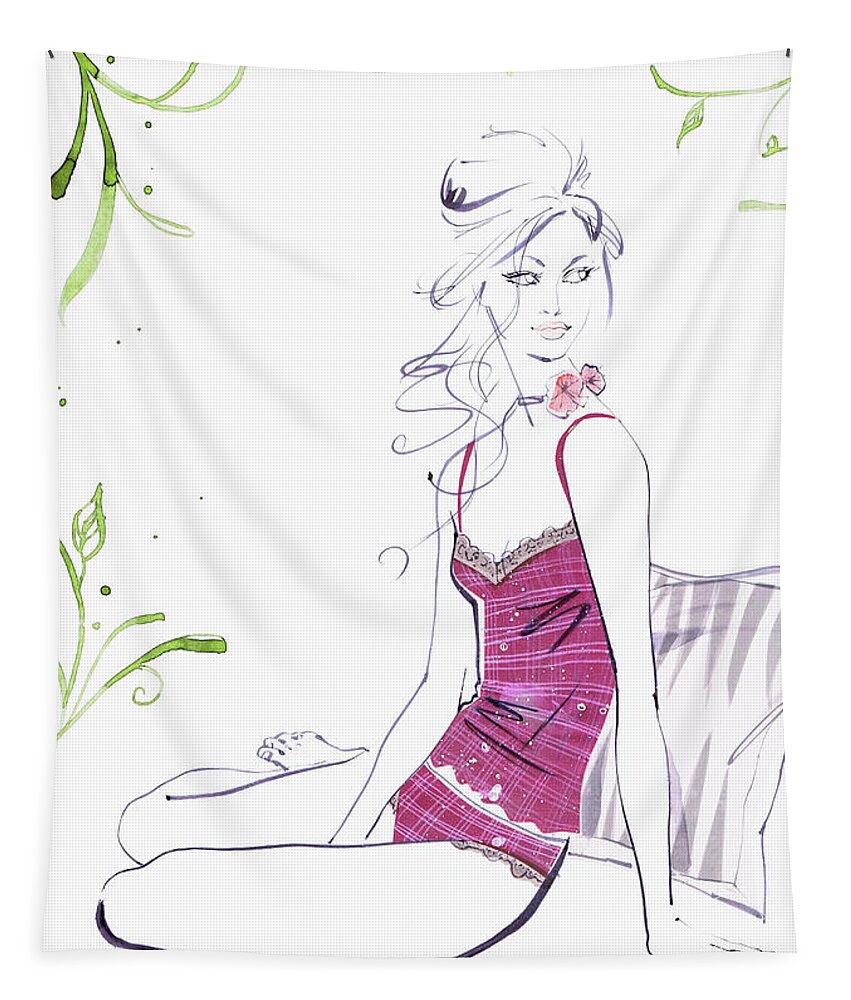 20-25 Tapestry featuring the photograph Beautiful Woman In Camisole Underwear by Ikon Ikon Images