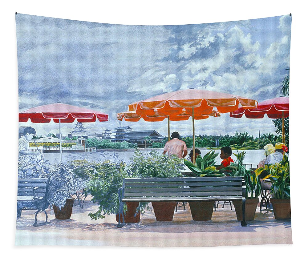 Umbrellas Tapestry featuring the painting Becoming Real by Lynn Hansen