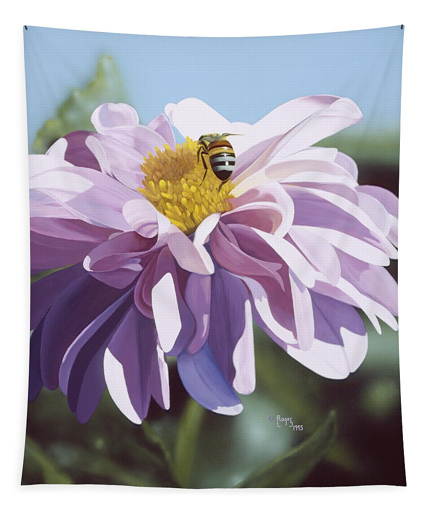 Bee Tapestry featuring the painting Bee by Roger Snyder
