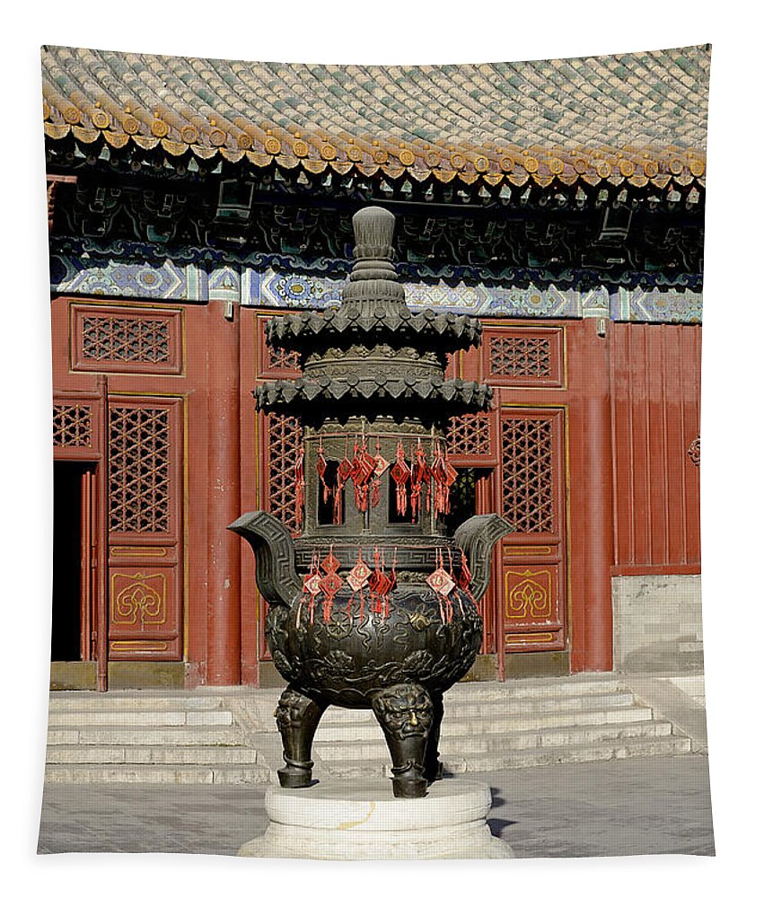 Beihai Tapestry featuring the photograph Beihai Park detail - Beijing China by Brendan Reals