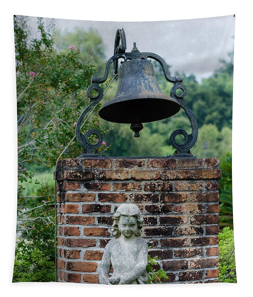 Bell Tapestry featuring the photograph Bell Brick And Statue by Jim Shackett