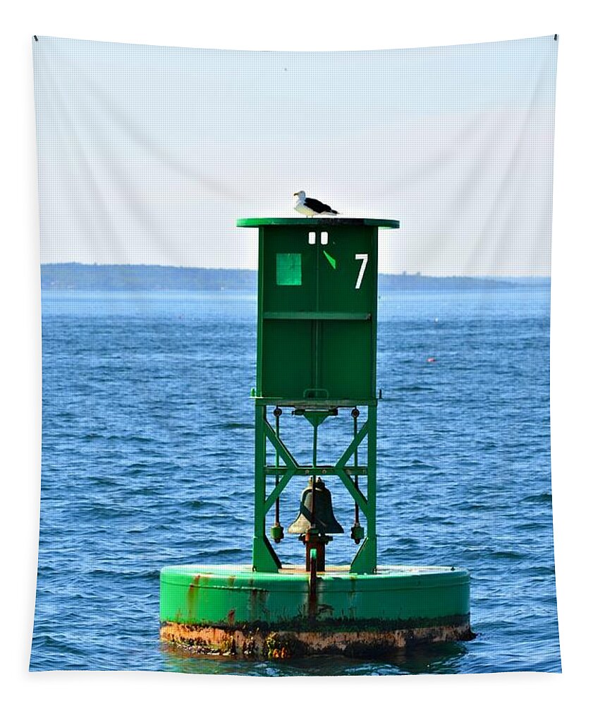Bell Buoy Tapestry featuring the photograph Bell Buoy with Guest by Tara Potts