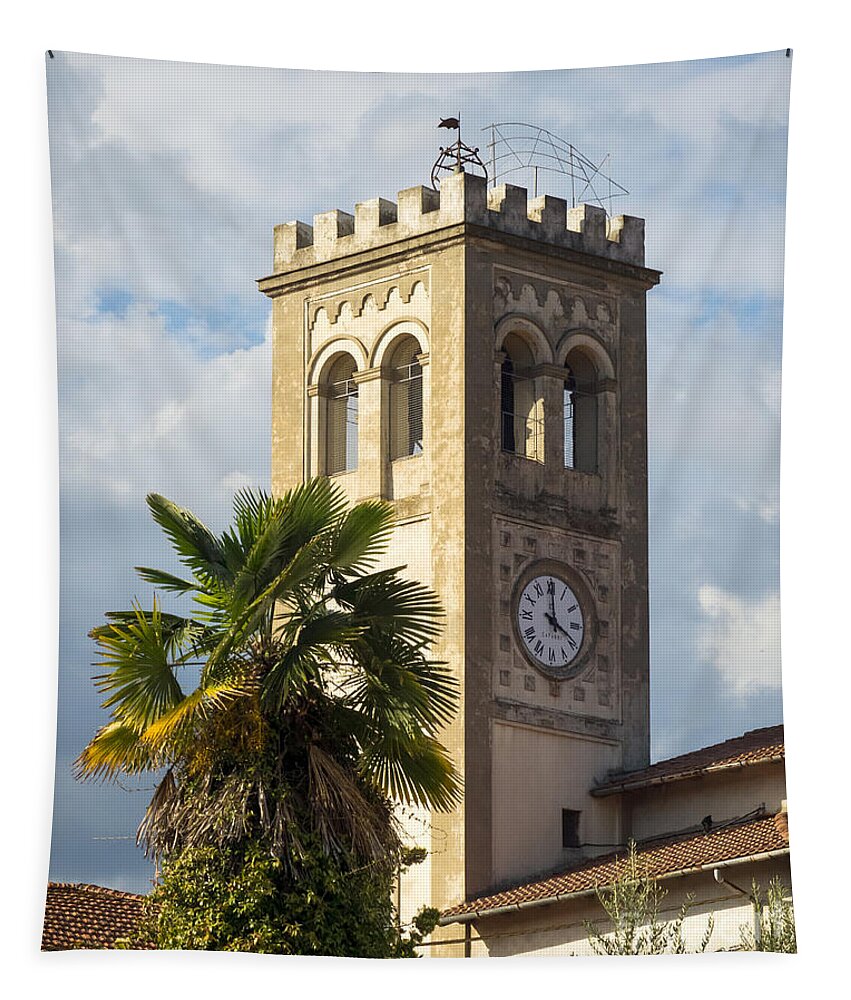 Bell Tower Tapestry featuring the photograph Bell Tower of Lamporecchio by Prints of Italy
