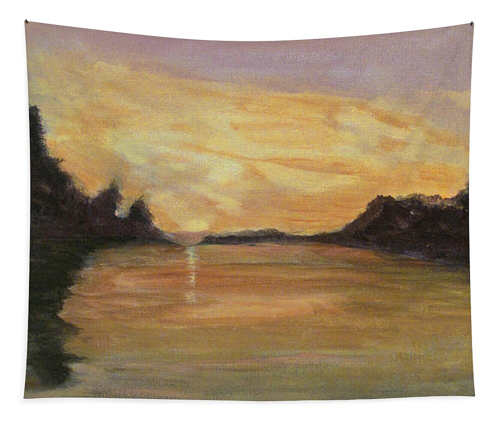 Belle River Tapestry featuring the painting Belle River II by Carol Oufnac Mahan
