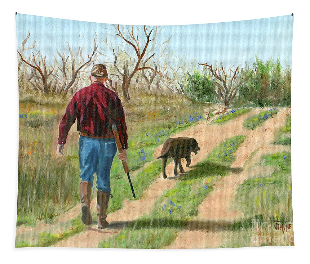 Hunter Tapestry featuring the painting Best Friends by Jimmie Bartlett