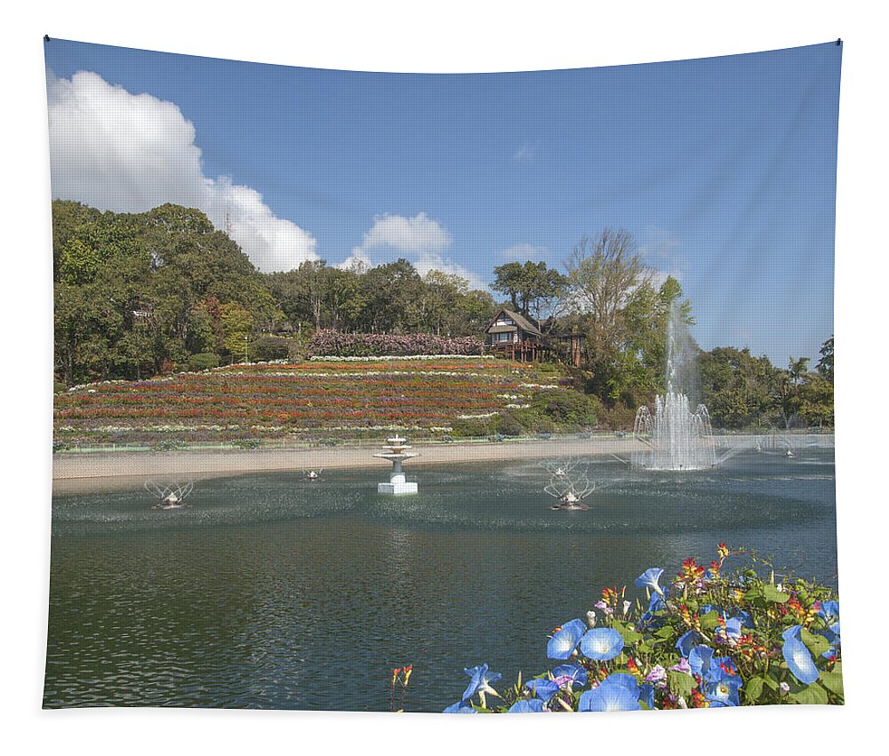 Scenic Tapestry featuring the photograph Bhubing Palace Phra Tamnak Siri Song Bhubing DTHCM0432 by Gerry Gantt