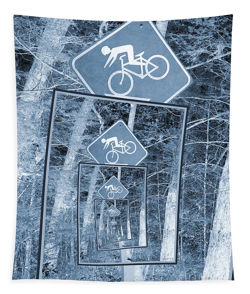 Bike Tapestry featuring the photograph Bicycle Caution Traffic Sign by Phil Perkins