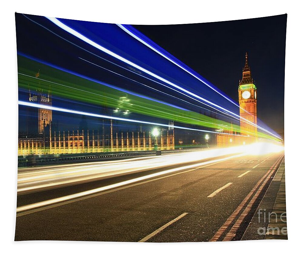 London Tapestry featuring the photograph Big Ben and a Bus by Jeremy Hayden