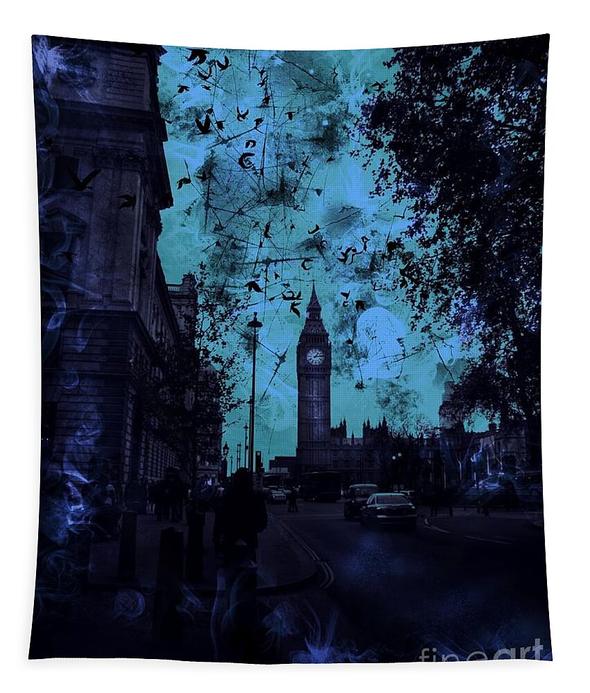 Big Ben Tapestry featuring the digital art Big Ben Street by Marina McLain