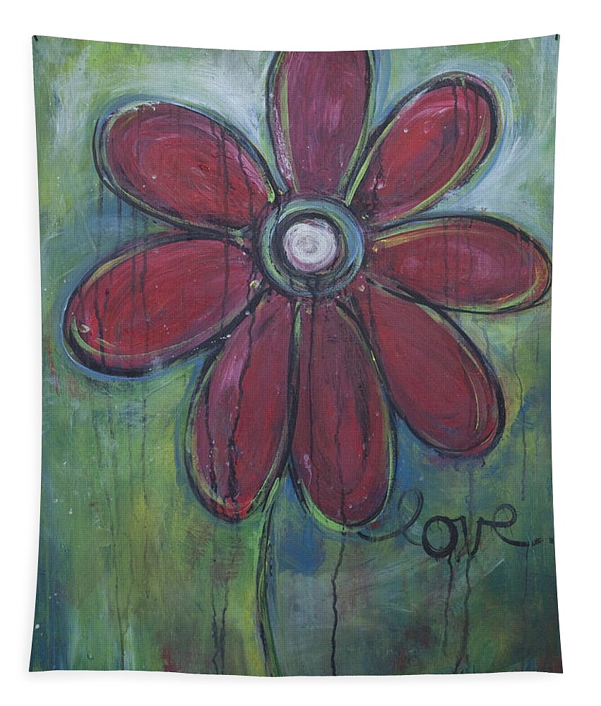 Daisey Tapestry featuring the painting Big Love Daisey by Laurie Maves ART