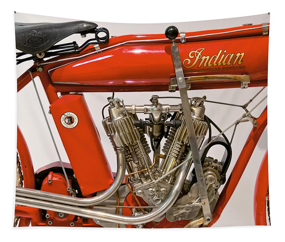 Savad Tapestry featuring the photograph Bike - Motorcycle - Indian Motorcycle engine by Mike Savad
