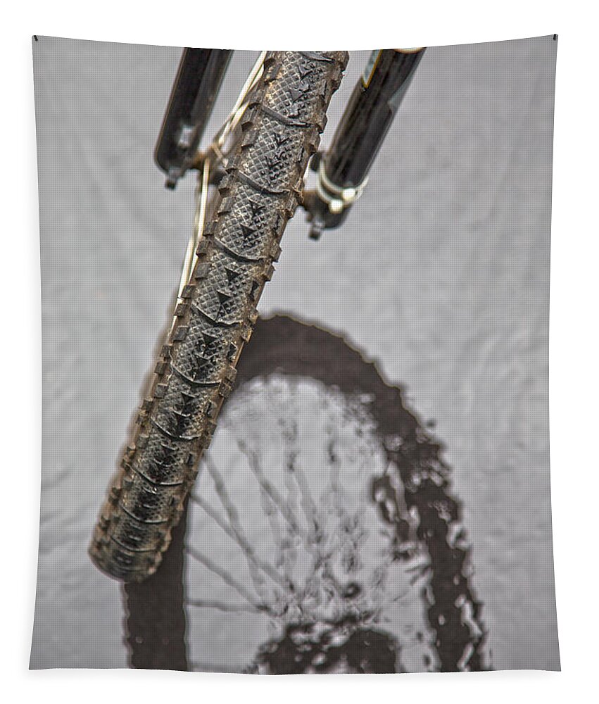 Bike Tapestry featuring the photograph Biking In The Rain by Karol Livote