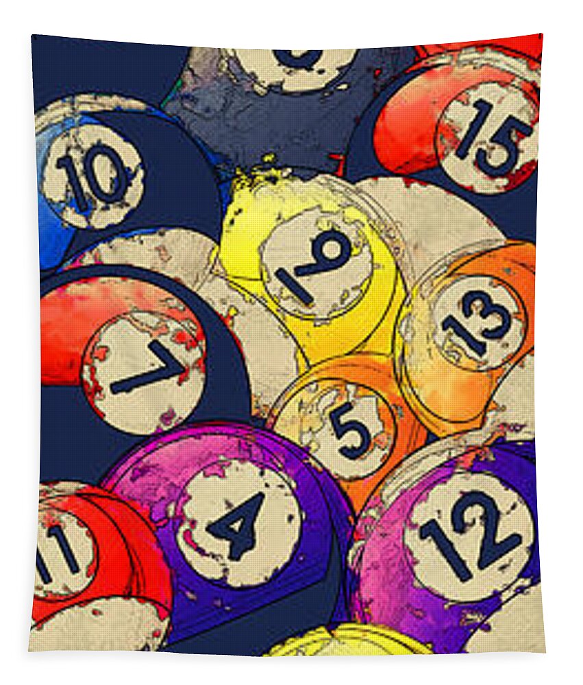 Collage Tapestry featuring the digital art Billiard Balls Abstract Collage by David G Paul