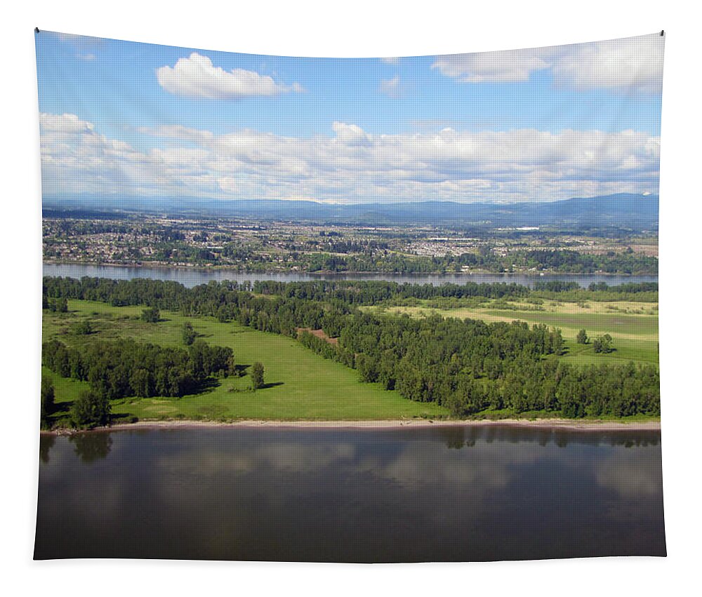Reflection Tapestry featuring the photograph Birds Eye View of Portland by Bob Slitzan