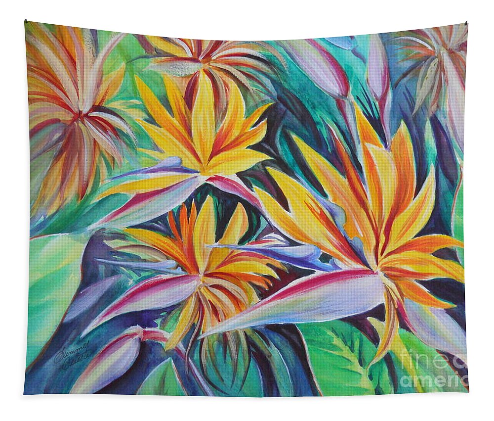 Birds Of Paradise Tapestry featuring the painting Birds of Paradise by Summer Celeste