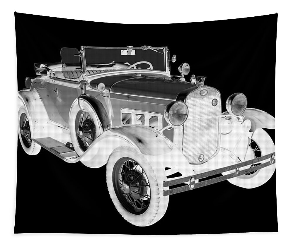 Antique Tapestry featuring the photograph Black and White 1931 Ford Model A Cabriolet by Keith Webber Jr