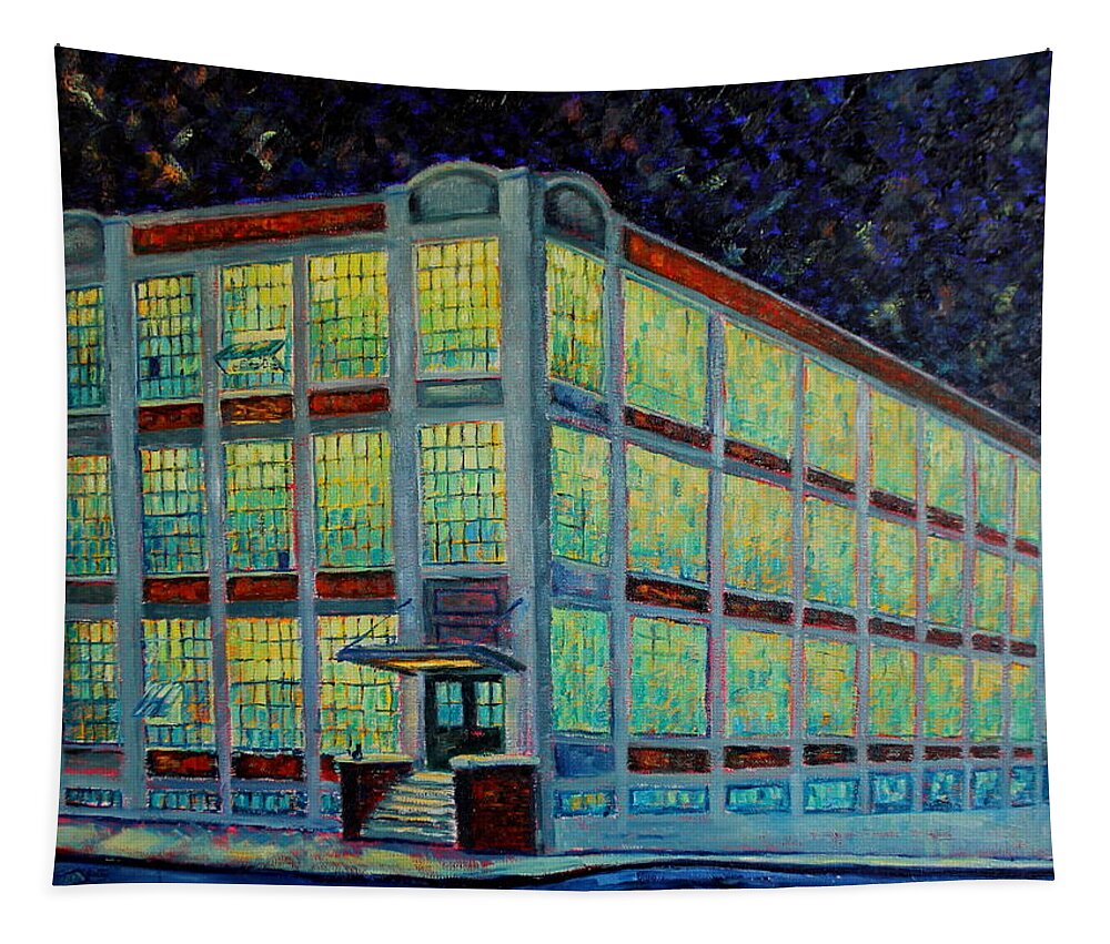Sheboygan Tapestry featuring the painting Black Cat Textile Company by Daniel W Green