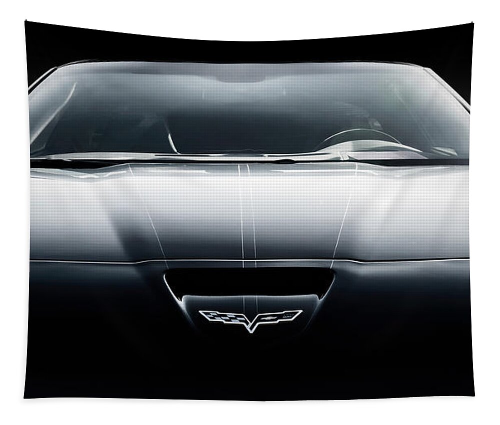 Black Tapestry featuring the digital art Black Grand Sport Corvette by Douglas Pittman