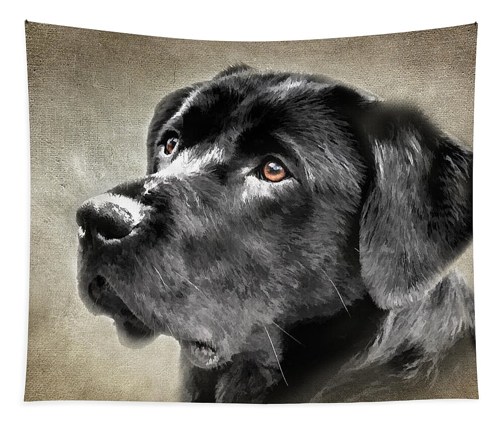 Black Lab Tapestry featuring the photograph Black Lab Portrait by Eleanor Abramson
