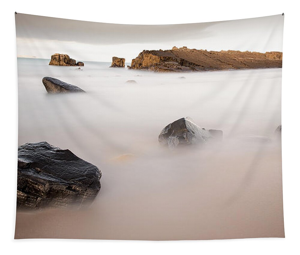 Pans Rock Tapestry featuring the photograph Black Rock by Nigel R Bell