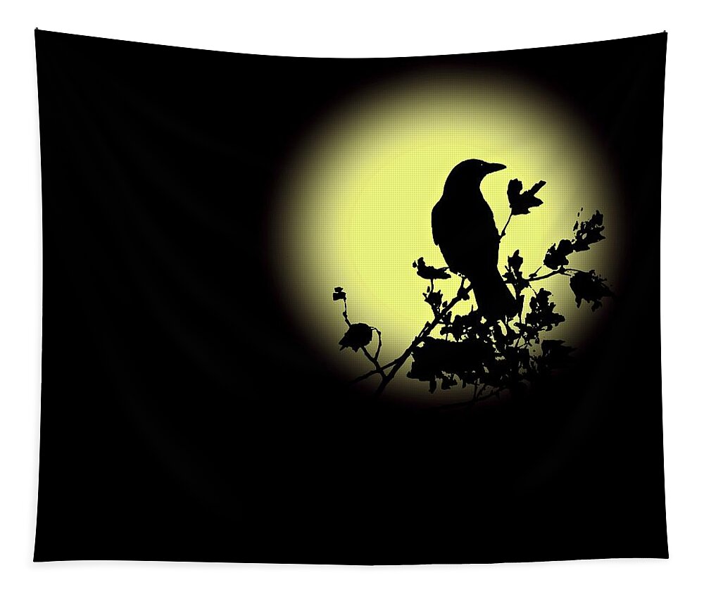 Blackbird Tapestry featuring the photograph Blackbird in Silhouette II by David Dehner
