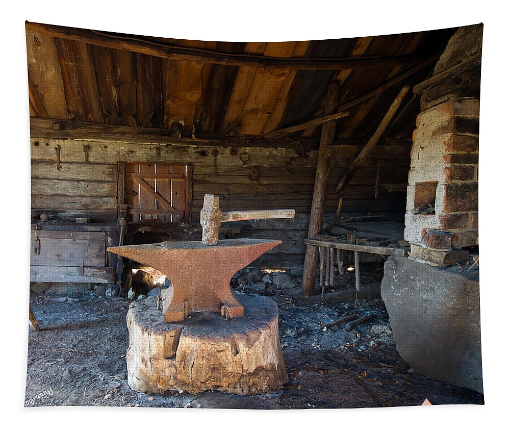 Blacksmiths Tools Tapestry featuring the photograph Blacksmiths tools by Torbjorn Swenelius