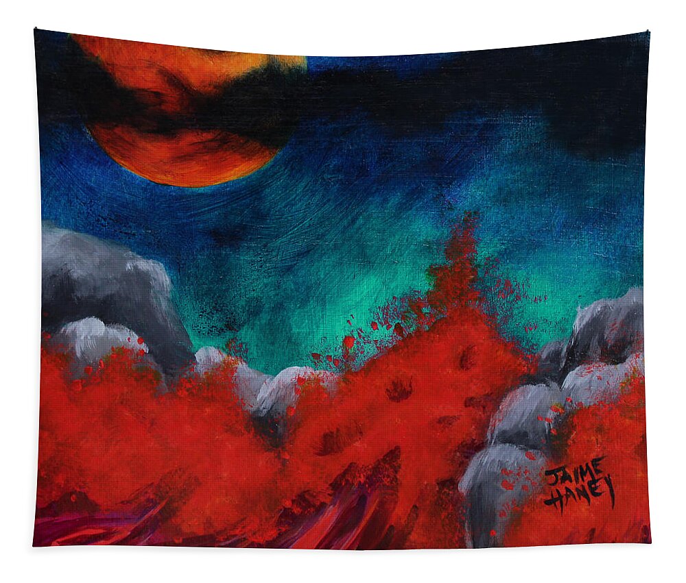 Blood Moon Tapestry featuring the painting Blood Moon by Jaime Haney