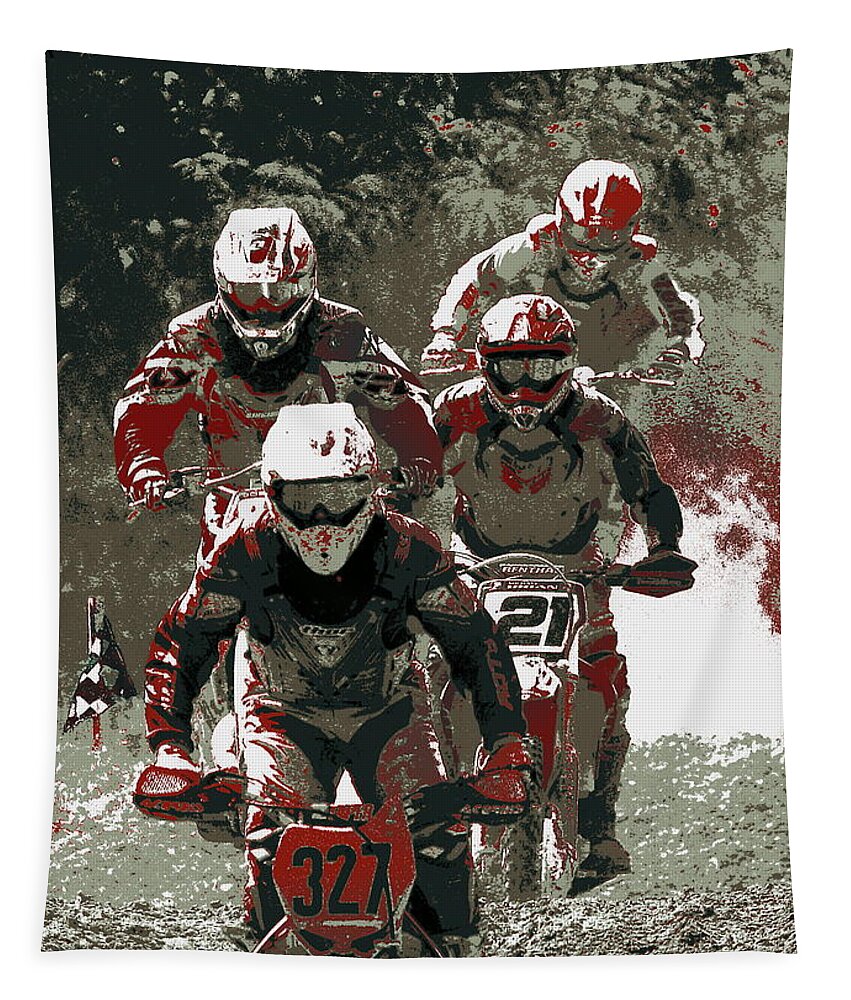 Dirtbike Tapestry featuring the photograph Blood Sweat and Dirt by Angela Rath