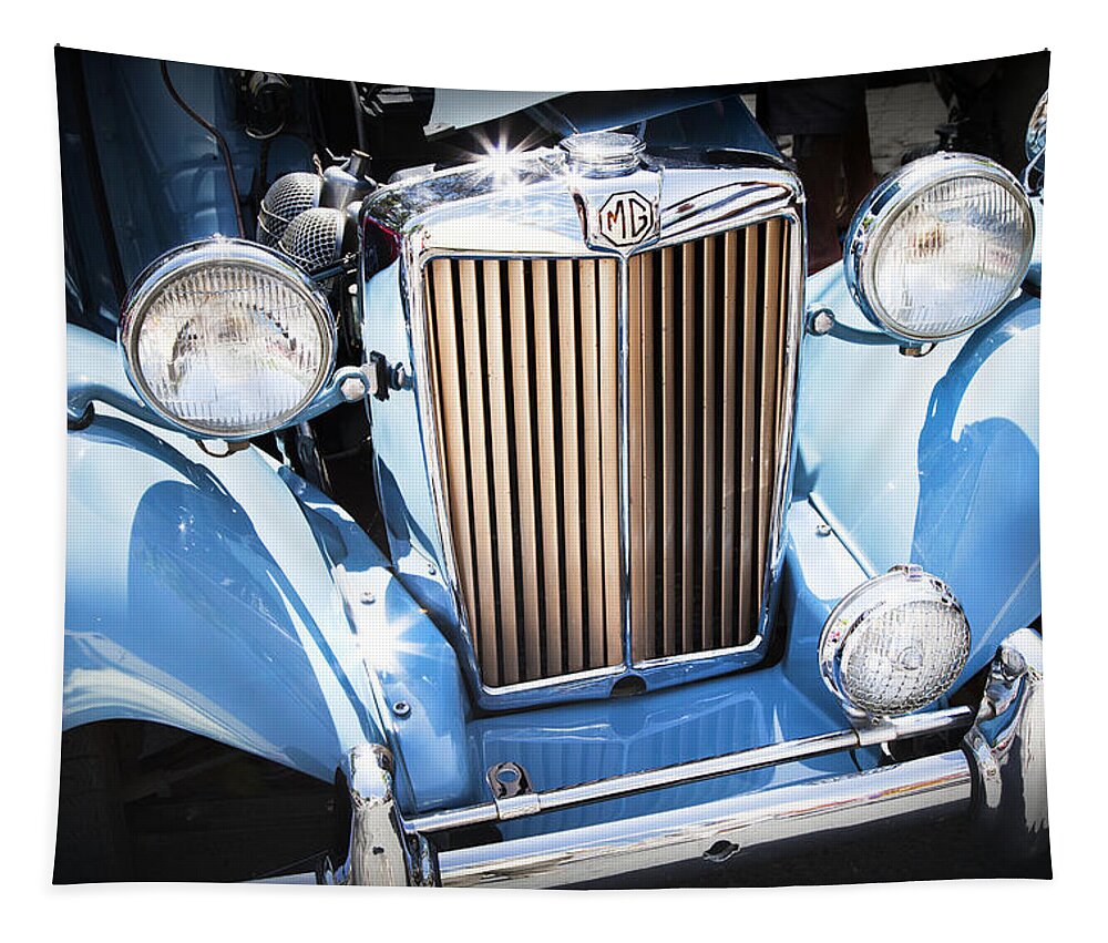 Vintage Car Tapestry featuring the photograph Blue 1953 Mg by Theresa Tahara