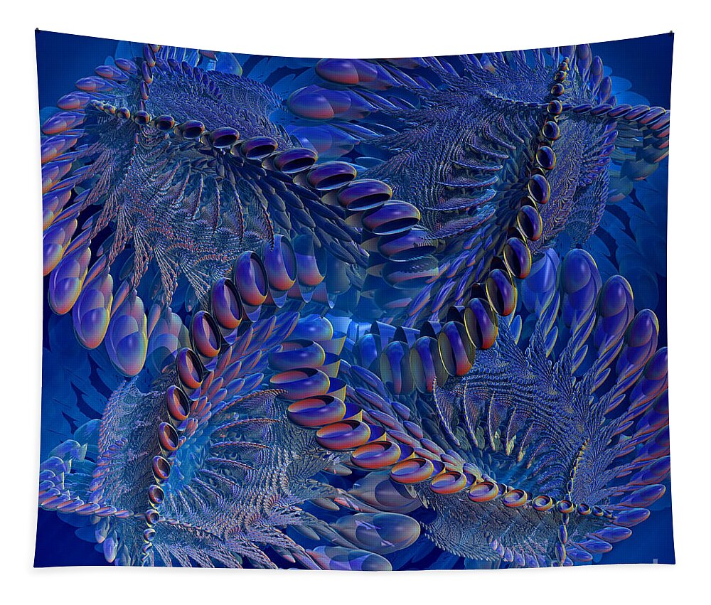 3d Tapestry featuring the digital art Blue 3 by Deborah Benoit