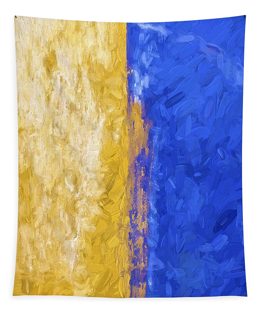 Abstract Tapestry featuring the photograph Blue and Yellow Abstract by David Letts
