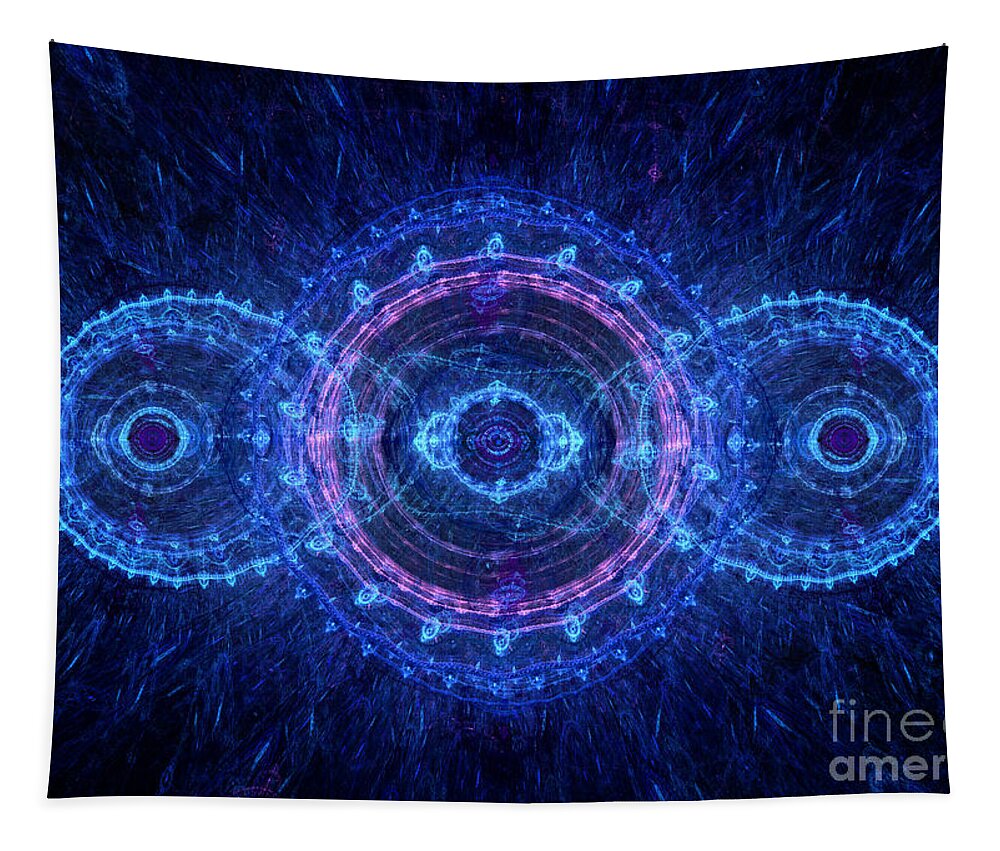 Abstract Tapestry featuring the digital art Blue circle fractal by Martin Capek