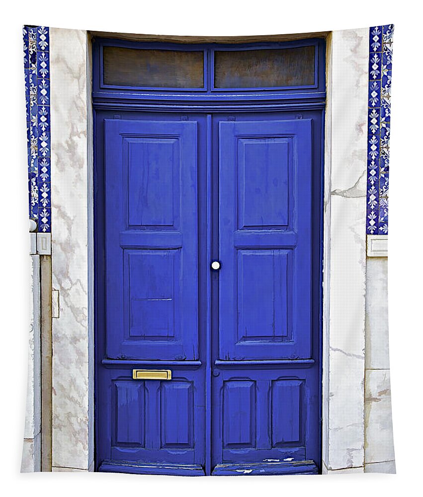 Blue Tapestry featuring the photograph Blue Door of Estremoz by David Letts