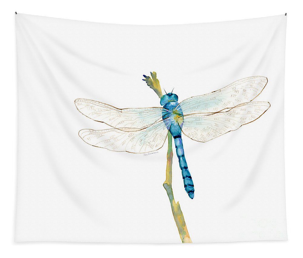 Dragonflies Tapestry featuring the painting Blue Dragonfly by Amy Kirkpatrick