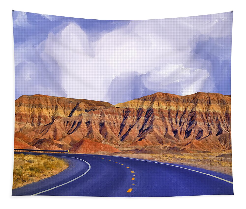 Blue Highway Tapestry featuring the painting Blue Highway by Dominic Piperata