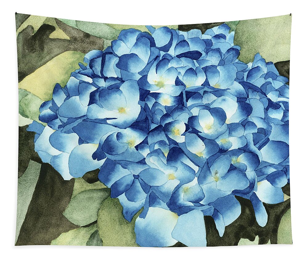 Blue Tapestry featuring the painting Blue Hydrangeas by Ken Powers