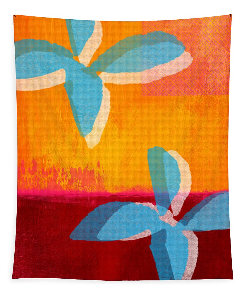 Abstract Painting Tapestry featuring the painting Blue Jasmine by Linda Woods
