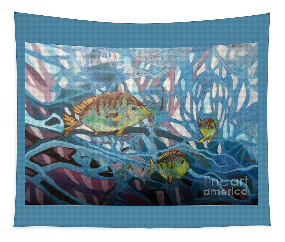 Cool Tapestry featuring the painting Blue Lagoon by Joan Clear
