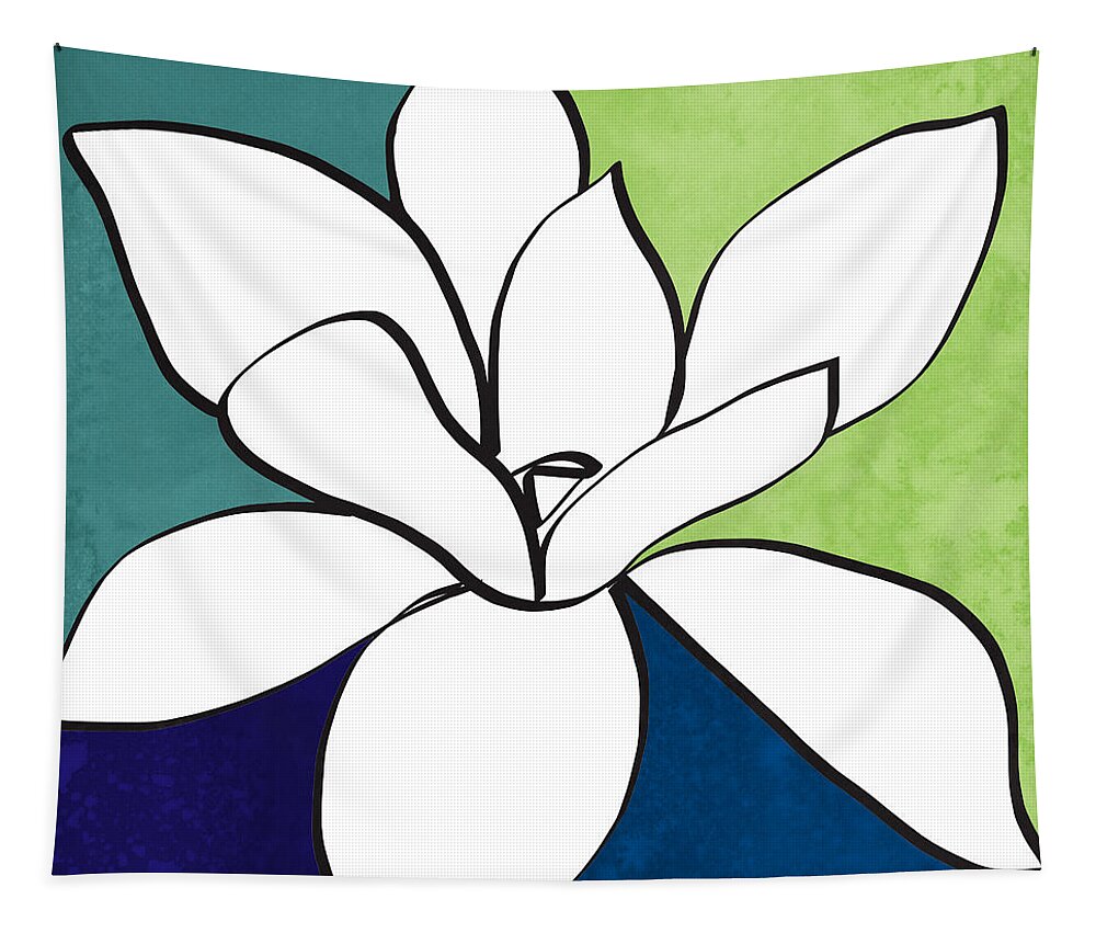 Magnolia Tapestry featuring the painting Blue Magnolia 1- floral art by Linda Woods