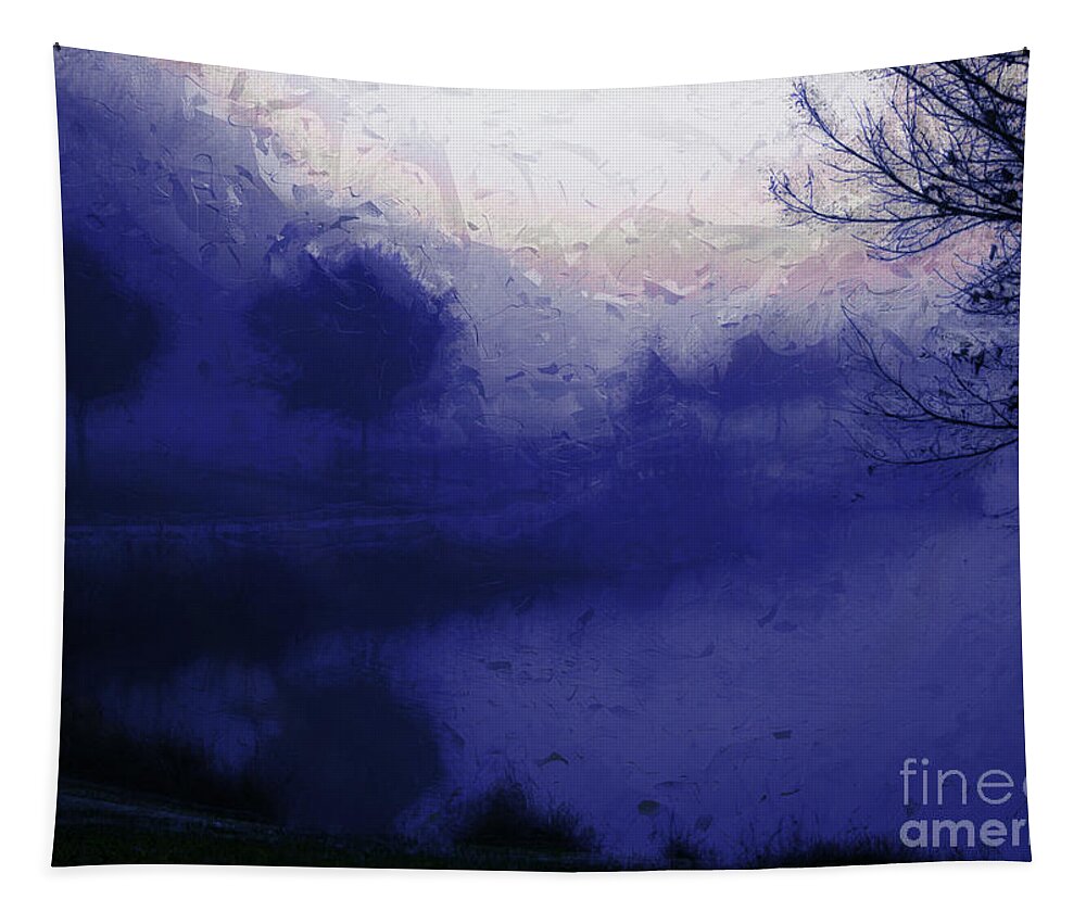 Blue Misty Reflection Tapestry featuring the photograph Blue Misty Reflection by Julie Lueders 