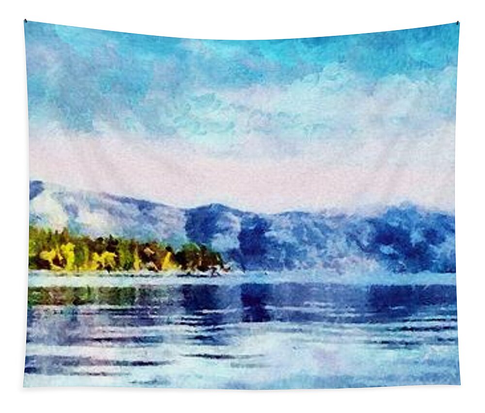 California Tapestry featuring the painting Blue Tahoe by Jeffrey Kolker