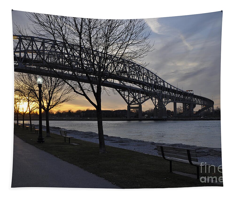 Bridges Tapestry featuring the photograph Blue Water Bridges from Canada by Ronald Grogan