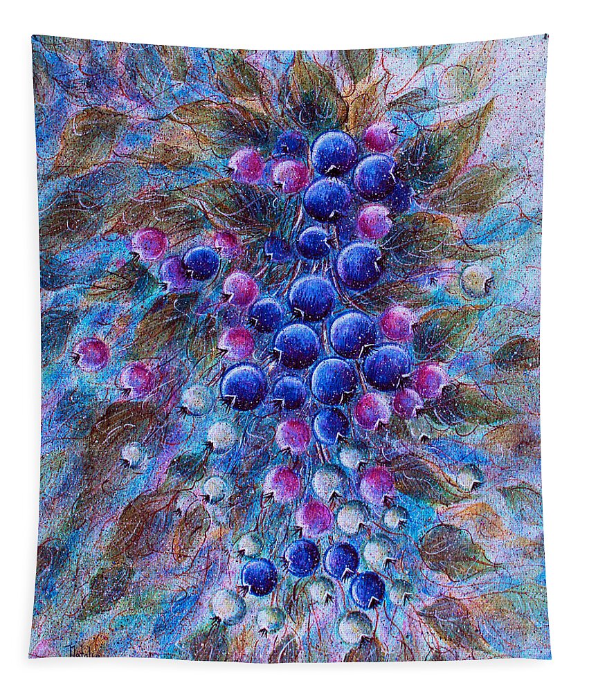 Blueberries Tapestry featuring the painting Blueberries by Natalie Holland