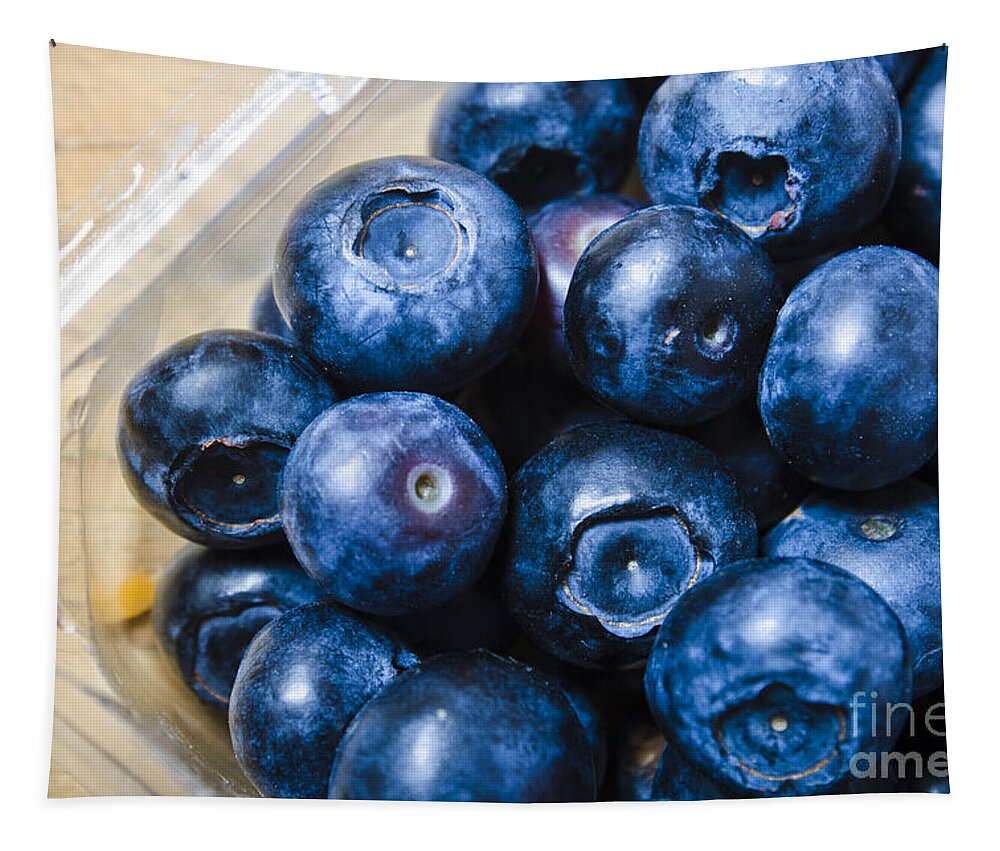 Food Tapestry featuring the photograph Blueberries punnet by Jorgo Photography