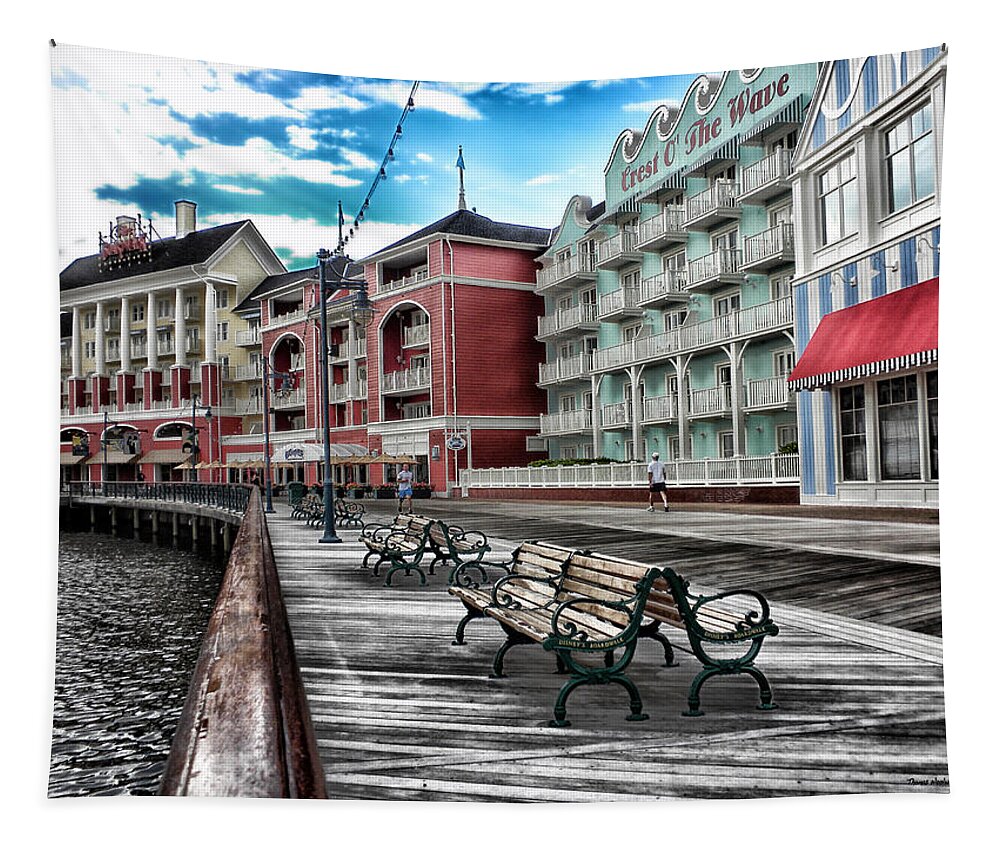 Boardwalk Tapestry featuring the photograph Boardwalk Early Morning by Thomas Woolworth
