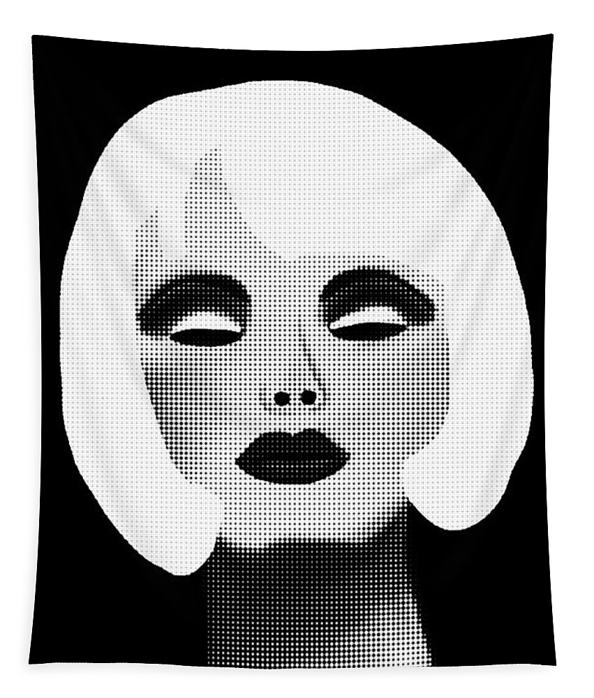  Tapestry featuring the painting Blonde Beauty Model in Black and White by Barefoot Bodeez Art