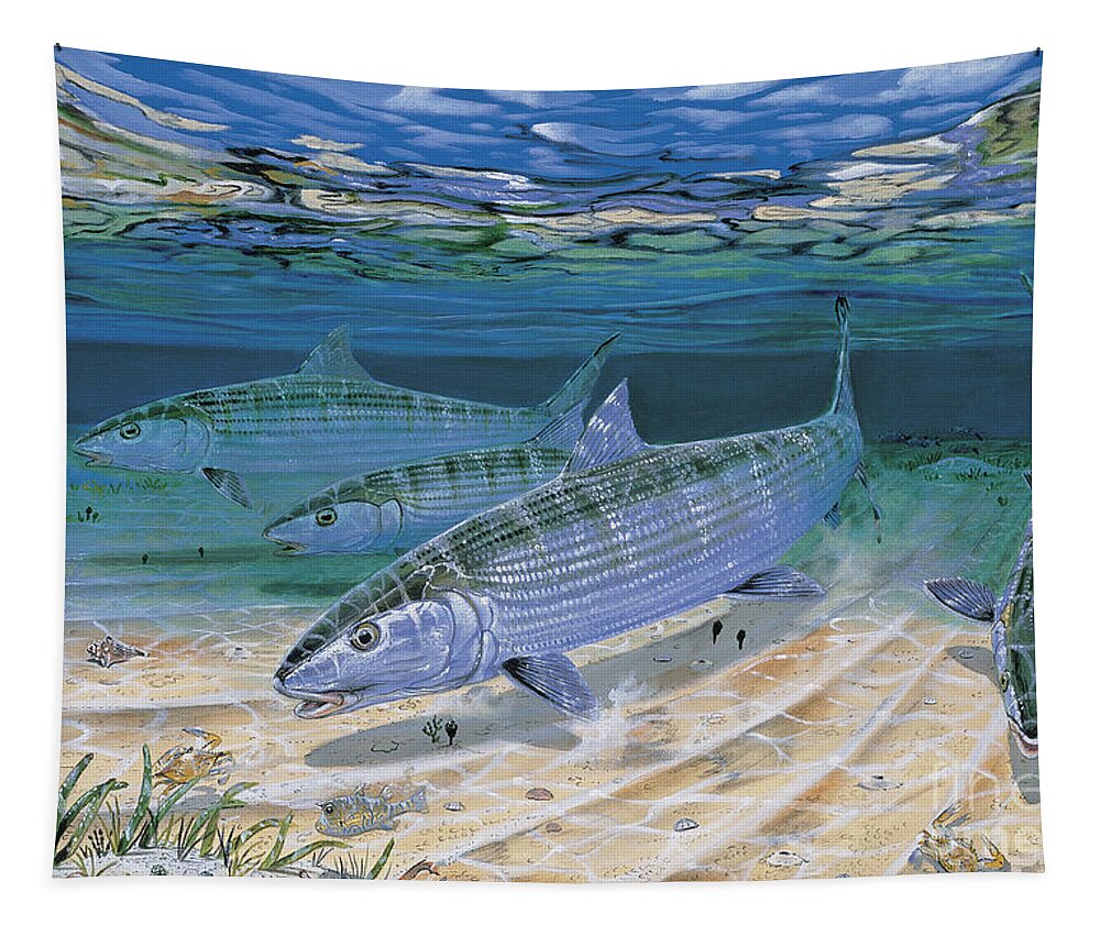 Bonefish Tapestry featuring the painting Bonefish Flats In002 by Carey Chen