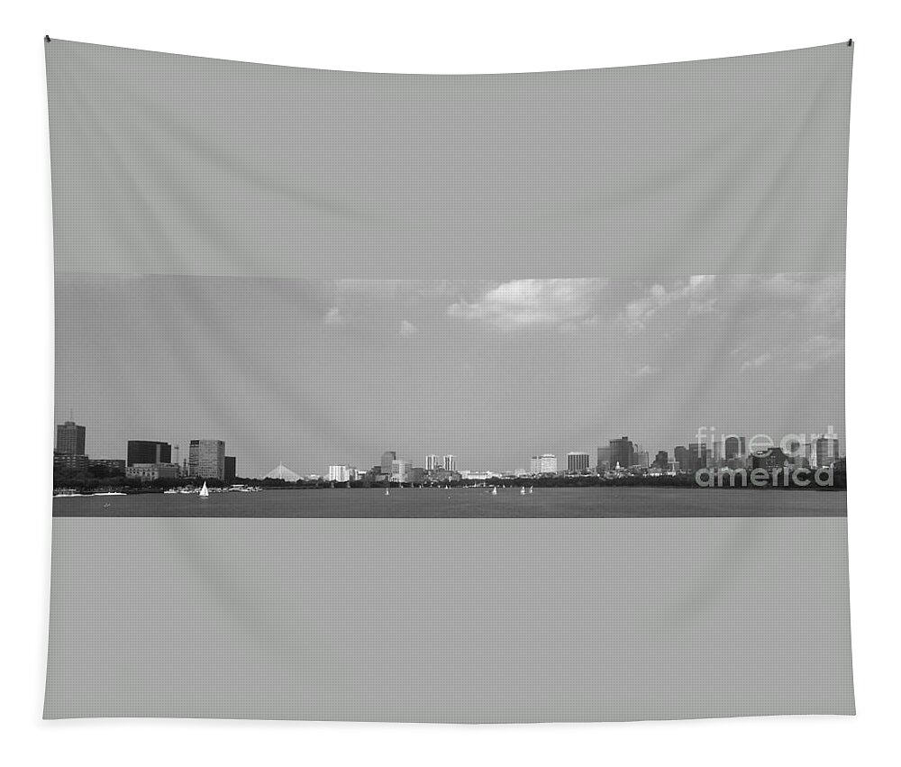 Boston Tapestry featuring the photograph Boston Massachusetts Black and White by Andrea Anderegg